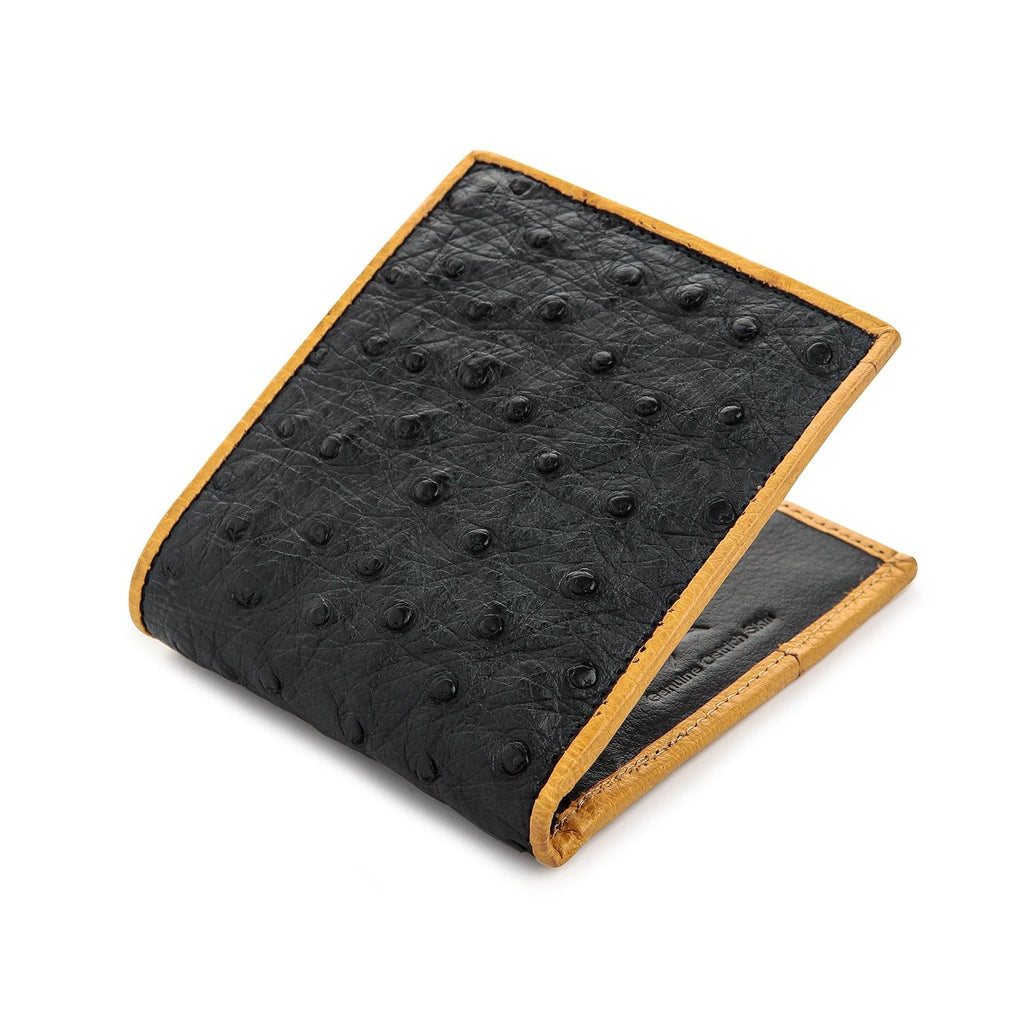 Genuine Black Ostrich Leg Skin Leather Wallet